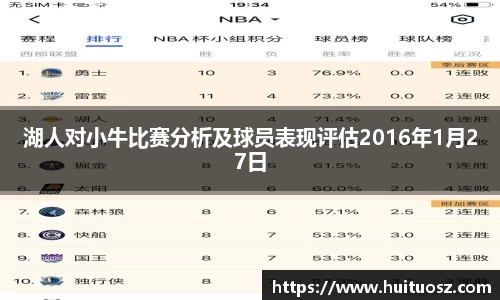 湖人对小牛比赛分析及球员表现评估2016年1月27日